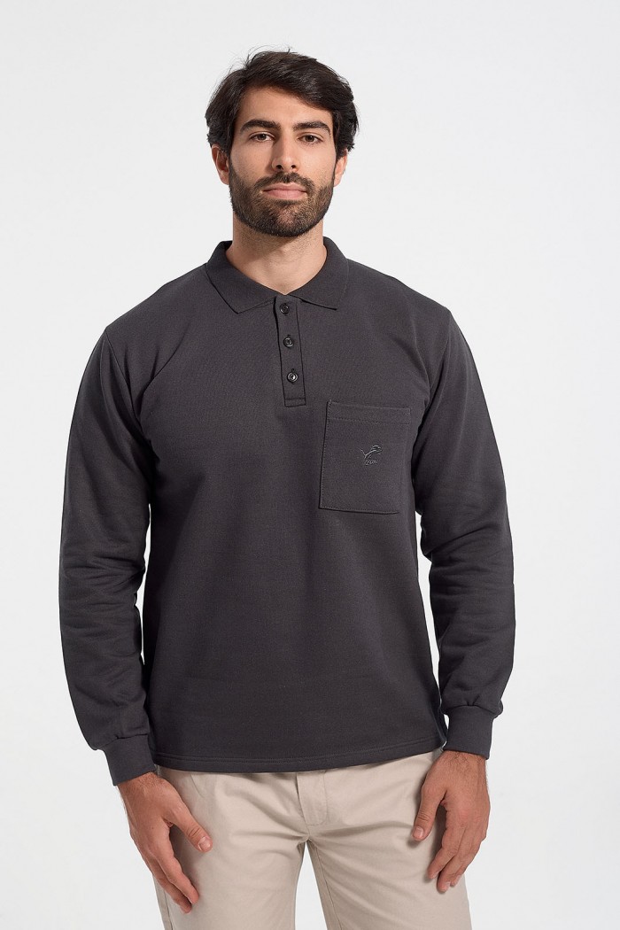 Sweatshirt mit Kragen LION in 4 Farbtönen