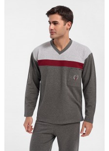 Herren Winterpyjama LION klassisch mit V Herren Winterpyjama LION klassisch mit V