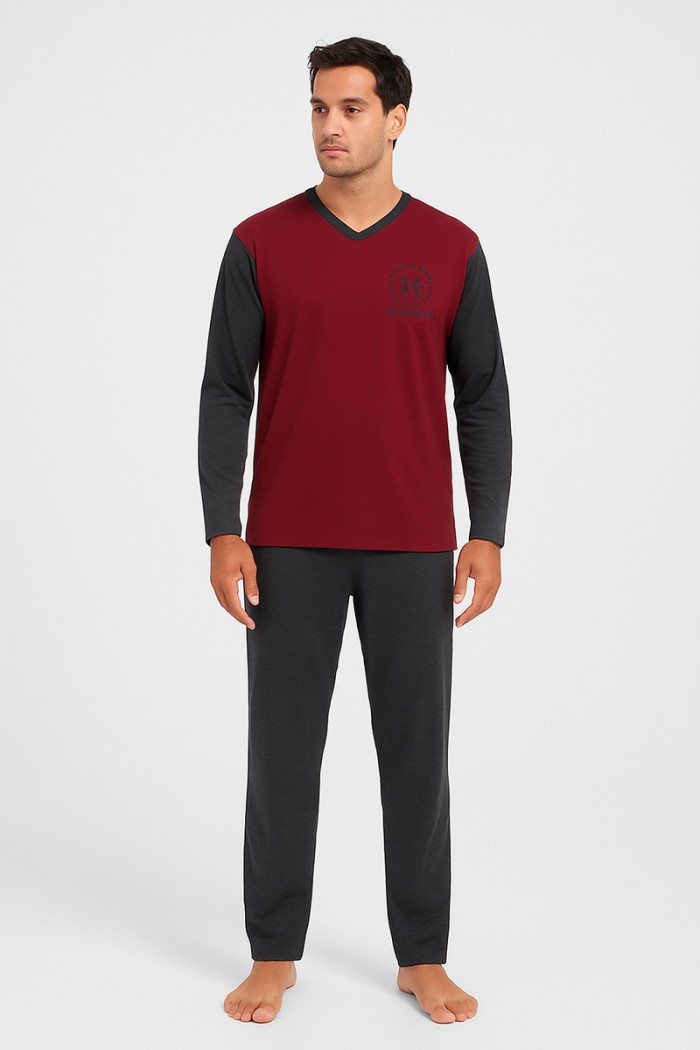 HERBSTPYJAMA LÖWE CHAMPION BURGUNDY