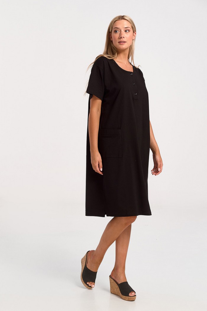 Klassisches LION-Kleid Kurzarm 0026 Schwarz