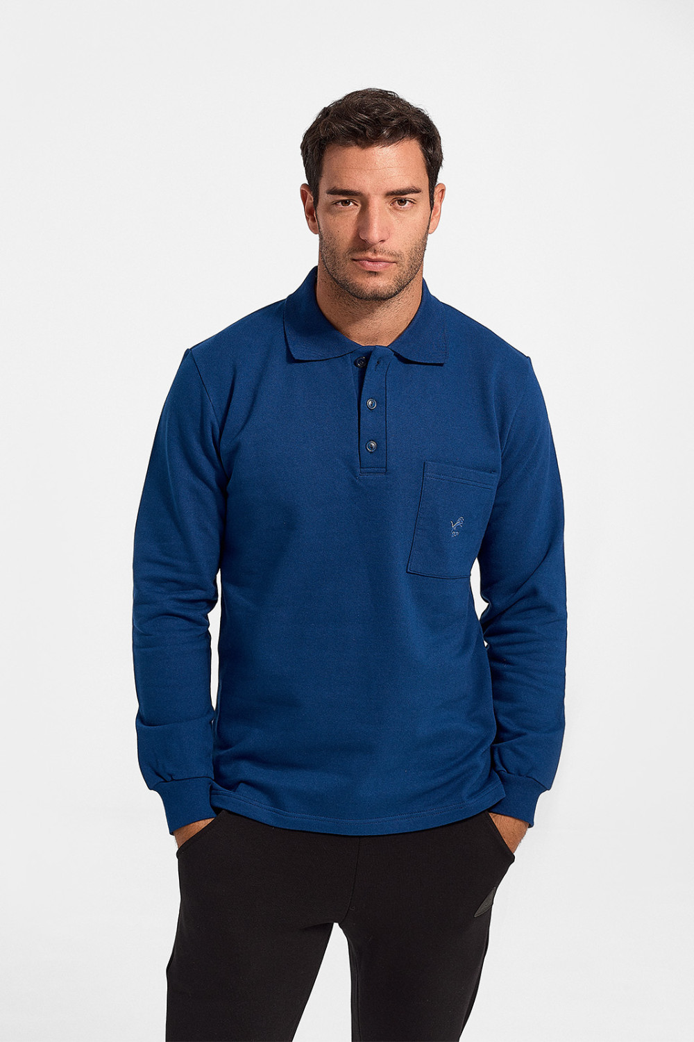 LION Sweatshirt with collar and pocket Blue Ruffle