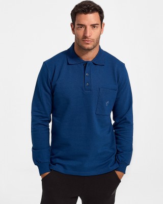 LION Sweatshirt with collar and pocket Blue Ruffle