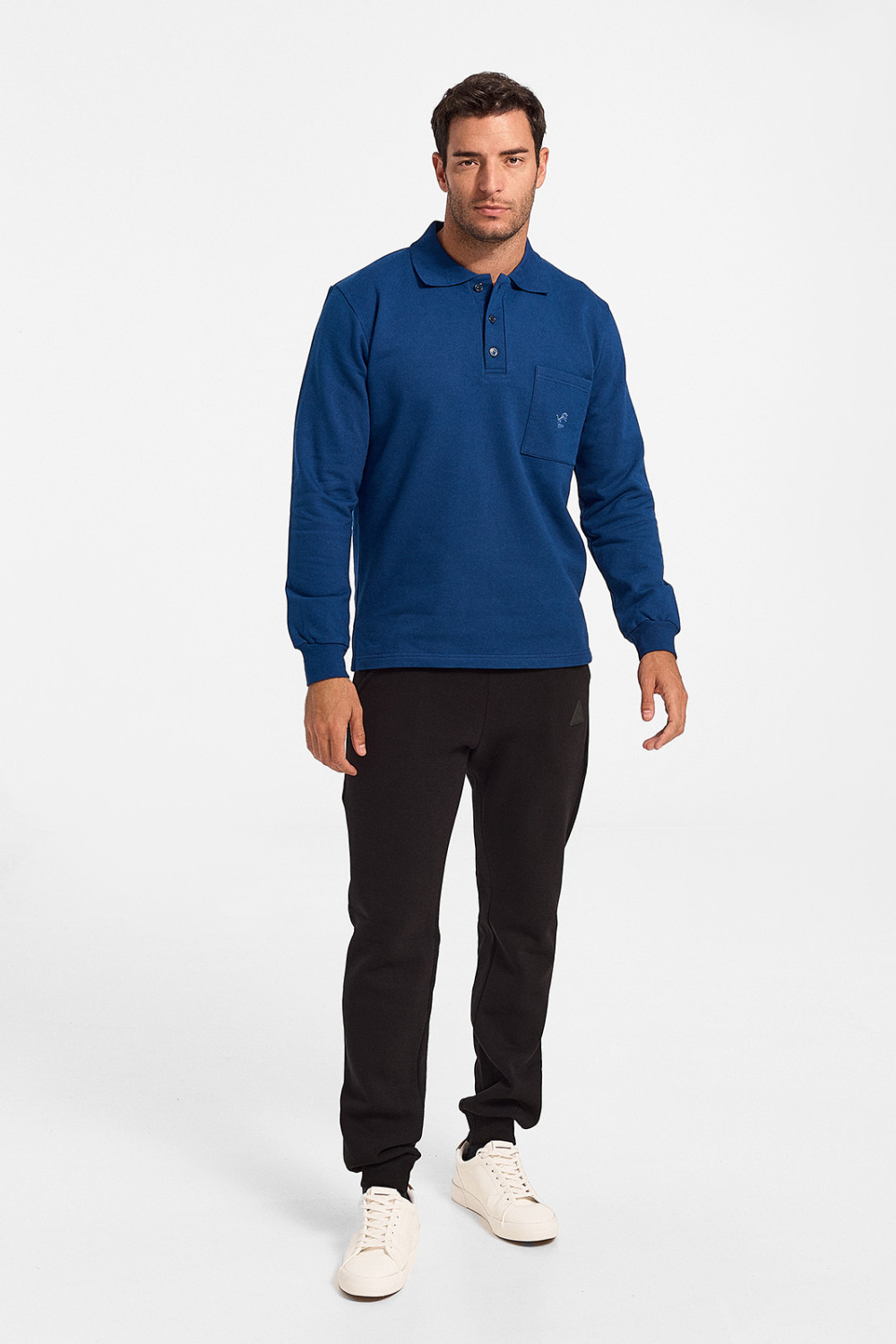 LION Sweatshirt with collar and pocket Blue Ruffle