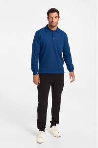 LION Sweatshirt with collar and pocket Blue Ruffle