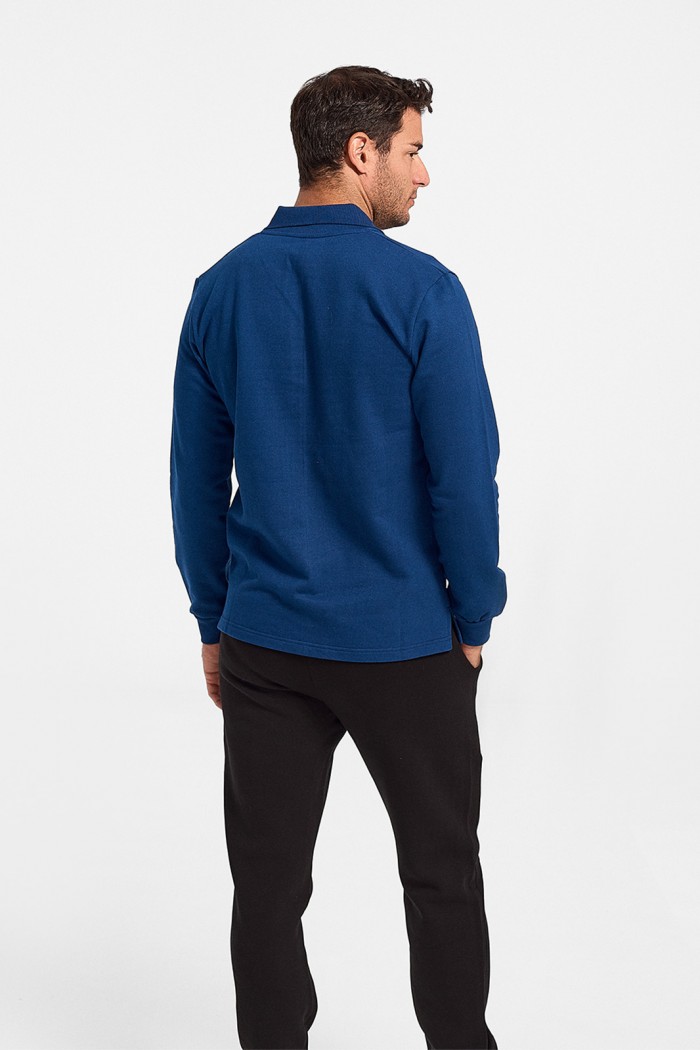 LION Sweatshirt mit Kragen und Tasche Blau Ruffle