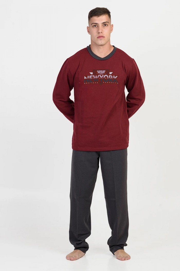 Herren-Winterschlafanzug LION 1700 NEW YORK Bordeaux