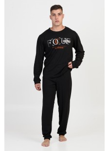 Herren-Herbstpyjama LION FOCUS Schwarz