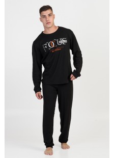 Herren-Herbstpyjama LION FOCUS Schwarz