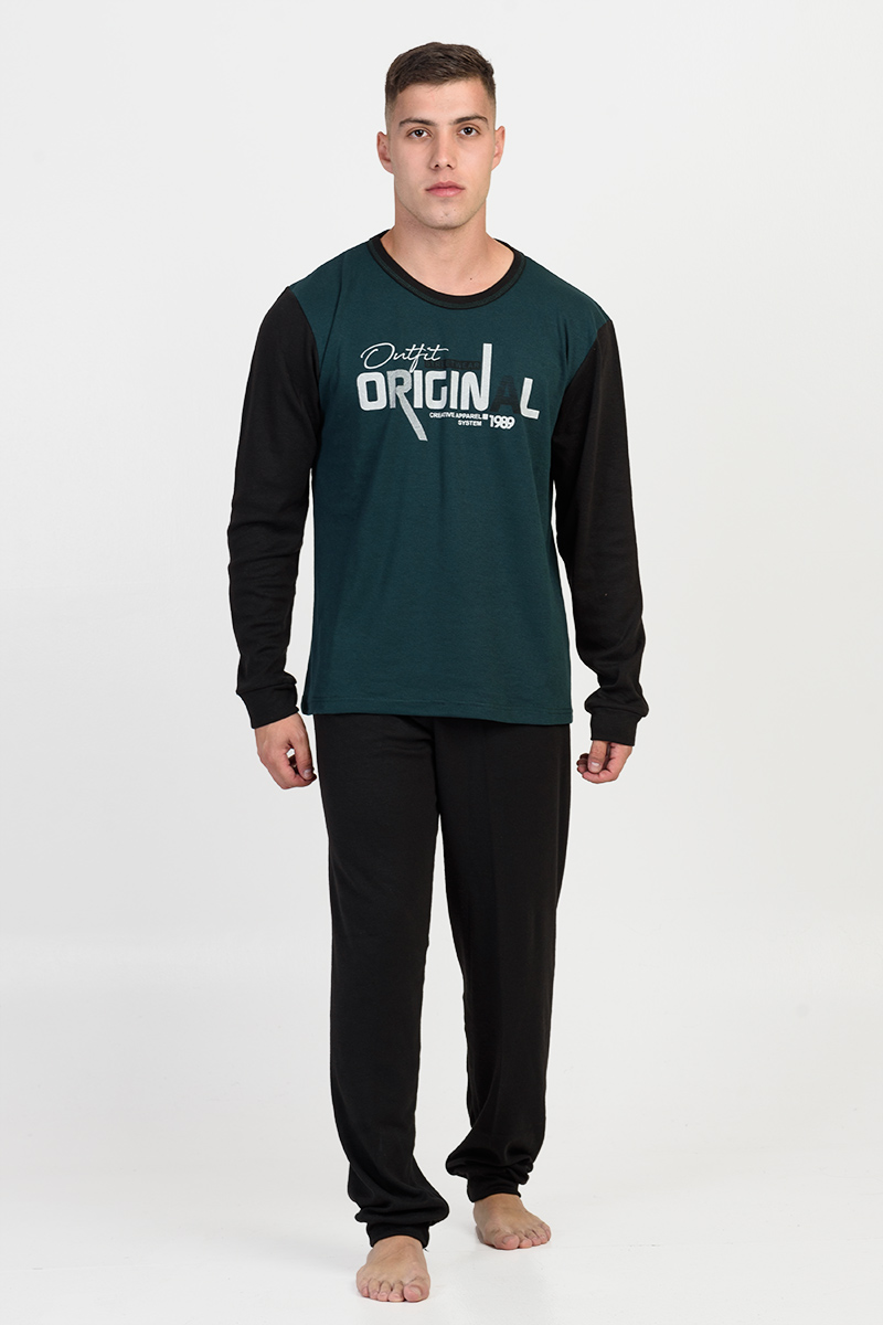 Herren-Herbstpyjama LION ORIGINAL Zypressengrün