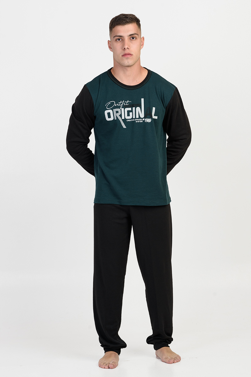 Herren-Herbstpyjama LION ORIGINAL Zypressengrün