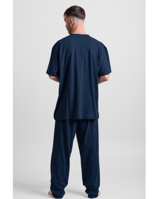 Men's pajamas with 2 trousers LION 25-200 PLUS SIZE BLUE DROPS
