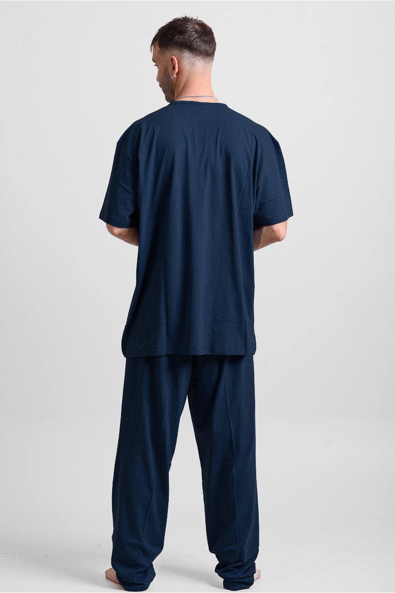Men's pajamas with 2 trousers LION 25-200 PLUS SIZE BLUE DROPS