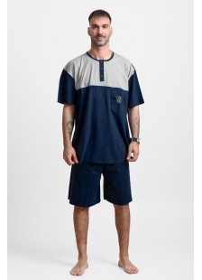 Men's pajamas with 2 trousers LION 25-200 PLUS SIZE BLUE DROPS Men's pajamas with 2 trousers LION 25-200 PLUS SIZE BLUE DROPS