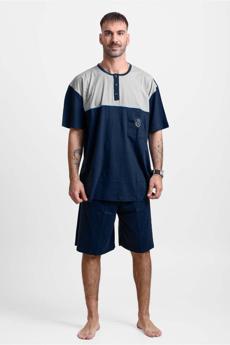 Men's pajamas with 2 trousers LION 25-200 PLUS SIZE BLUE DROPS Men's pajamas with 2 trousers LION 25-200 PLUS SIZE BLUE DROPS