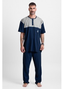 Men's pajamas with 2 trousers LION 25-200 PLUS SIZE BLUE DROPS Men's pajamas with 2 trousers LION 25-200 PLUS SIZE BLUE DROPS