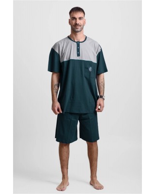 Men's pajamas with 2 trousers LION 25-200 PLUS SIZE PETROL