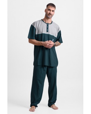 Men's pajamas with 2 trousers LION 25-200 PLUS SIZE PETROL