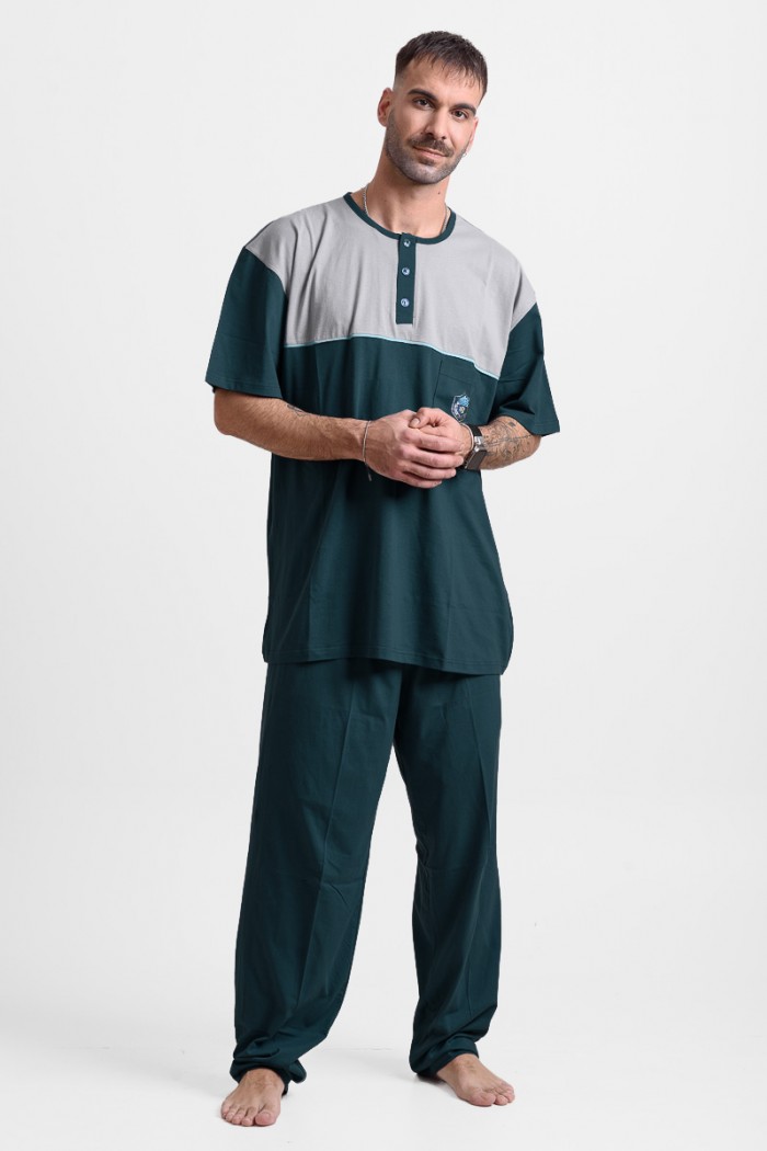 Men's pajamas with 2 trousers LION 25-200 PLUS SIZE PETROL