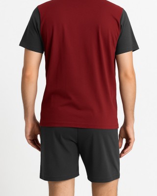 Herren Schlafanzug mit 2 Hosen LION ORIGINAL Bordeaux