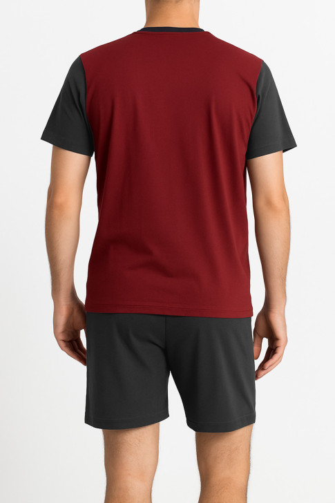 Herren Schlafanzug mit 2 Hosen LION ORIGINAL Bordeaux