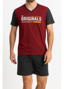 Herren Schlafanzug mit 2 Hosen LION ORIGINAL Bordeaux Herren Schlafanzug mit 2 Hosen LION ORIGINAL Bordeaux