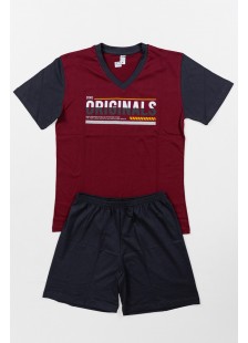 Herren Schlafanzug mit 2 Hosen LION ORIGINAL Bordeaux Herren Schlafanzug mit 2 Hosen LION ORIGINAL Bordeaux