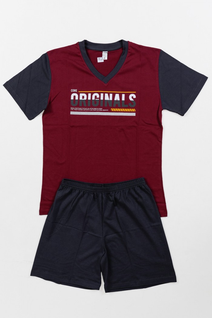 Men's Pajamas with 2 Trousers LION ORIGINAL Bordeaux