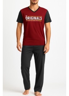 Herren Schlafanzug mit 2 Hosen LION ORIGINAL Bordeaux Herren Schlafanzug mit 2 Hosen LION ORIGINAL Bordeaux
