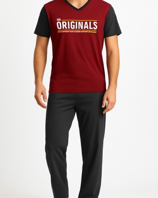 Herren Schlafanzug mit 2 Hosen LION ORIGINAL Bordeaux