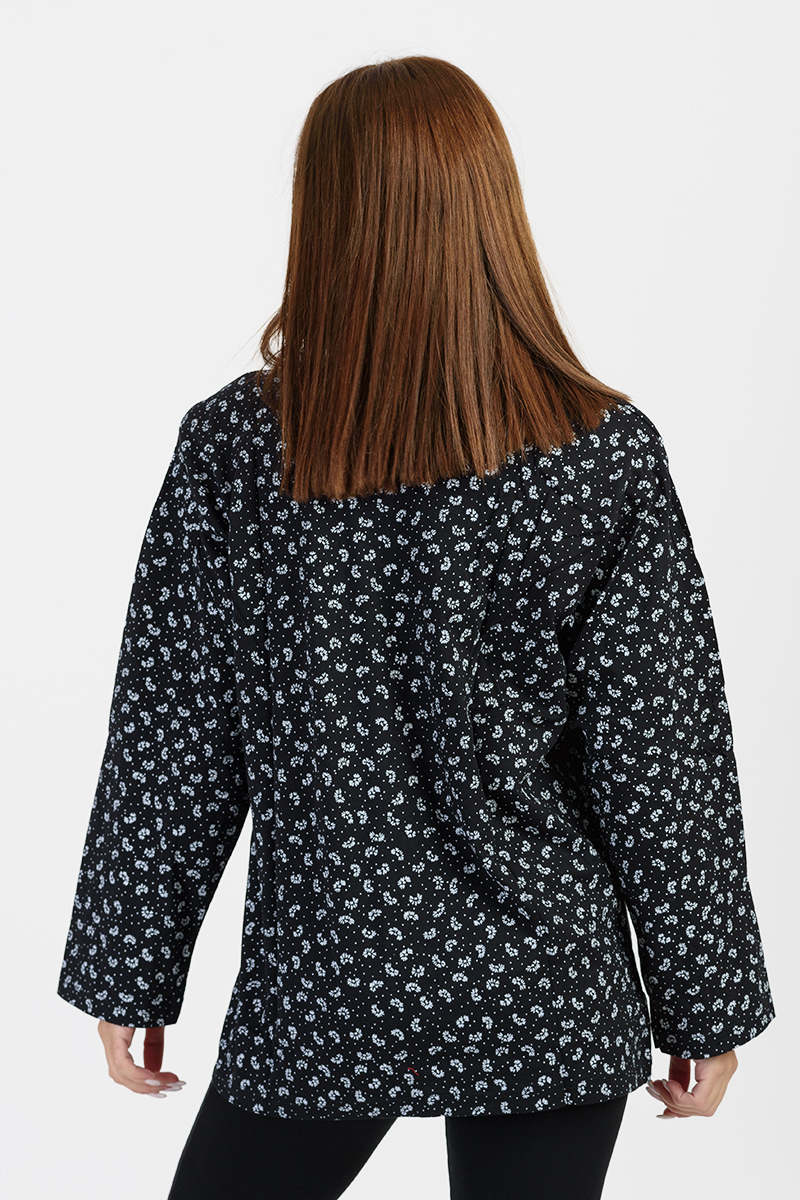 Classic blouse with buttons LION Black Embrille