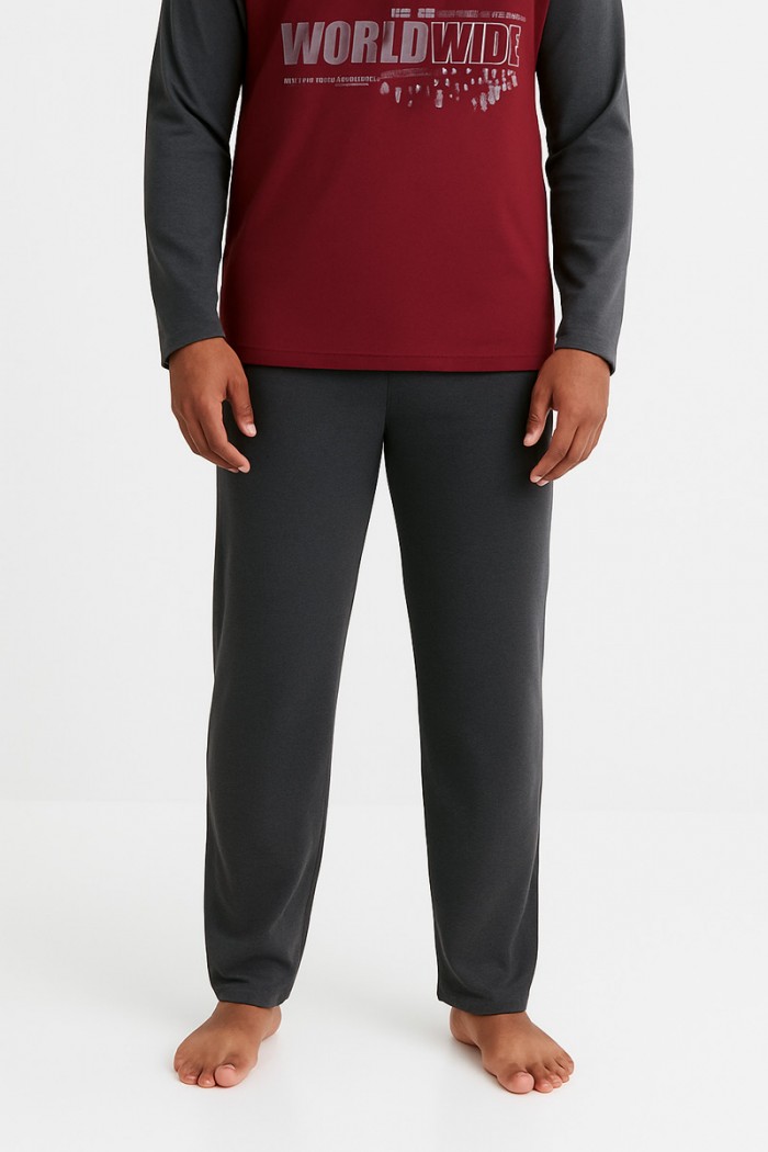 HERBST SCHLAFANZUG LÖWE WELTWEIT WEINROT