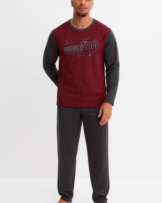AUTUMN PAJAMAS LION WORLD WIDE BURGUNDY