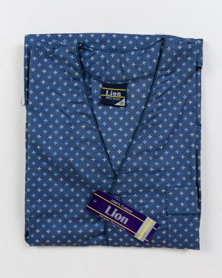 Men's LION short-sleeved pajamas with buttons BLUE BLACK