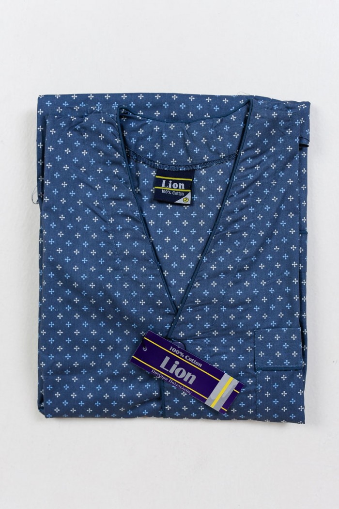 Men's LION short-sleeved pajamas with buttons BLUE BLACK