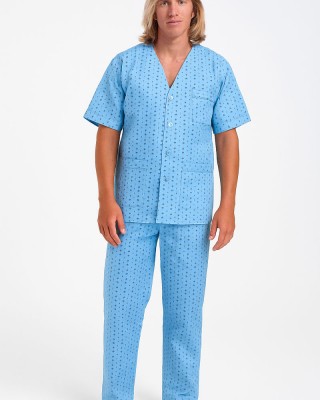 Men's LION short-sleeved pajamas with buttons GALAZIO