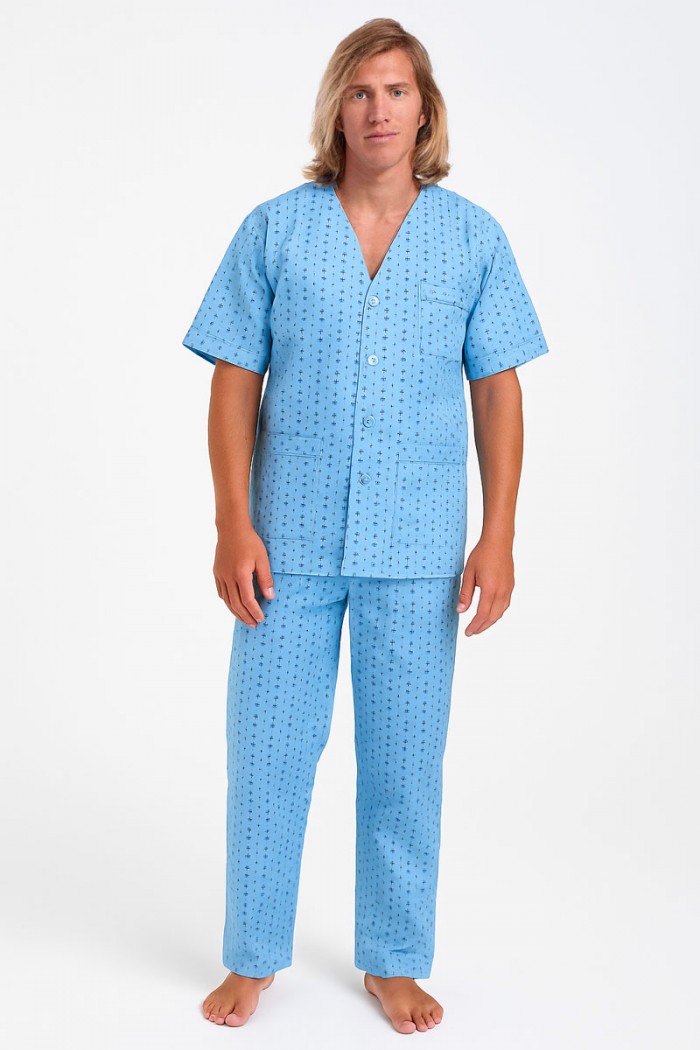 Men's LION short-sleeved pajamas with buttons GALAZIO