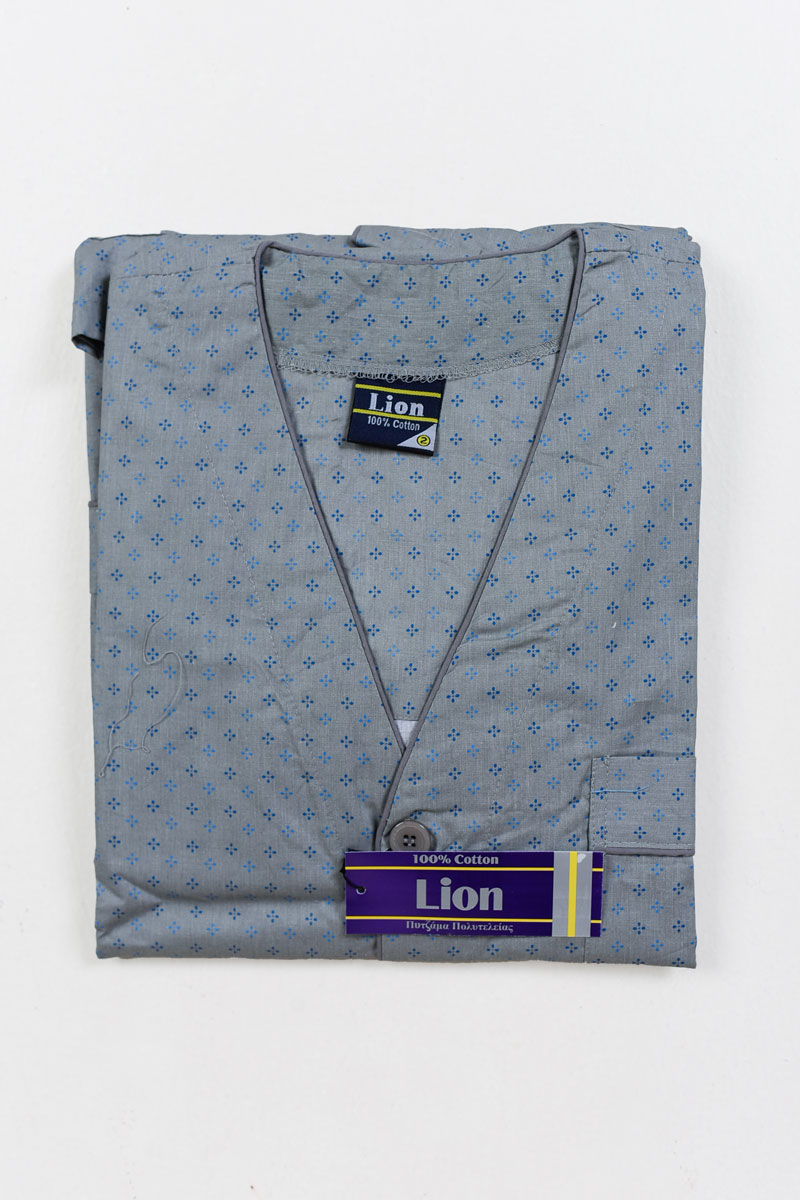 Herren Schlafanzug LION mit kurzen Ärmeln und Knöpfen GREY Herren Schlafanzug LION mit kurzen Ärmeln und Knöpfen GREY