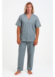 Herren Schlafanzug LION mit kurzen Ärmeln und Knöpfen GREY Herren Schlafanzug LION mit kurzen Ärmeln und Knöpfen GREY