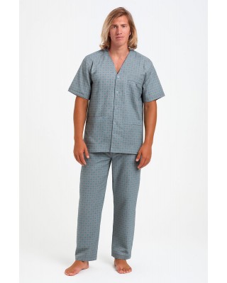 Men's LION short-sleeved pajamas with buttons GREY