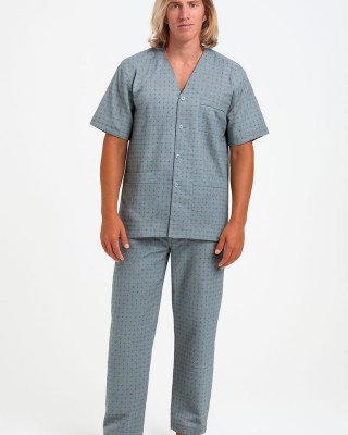 Men's LION short-sleeved pajamas with buttons GREY