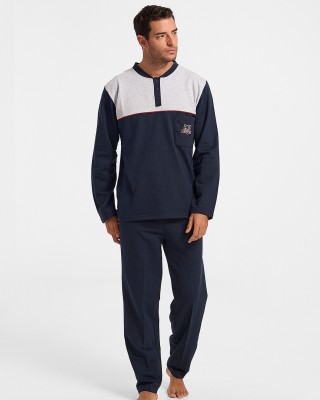 Winter Pajama LION with buttons Dark Blue