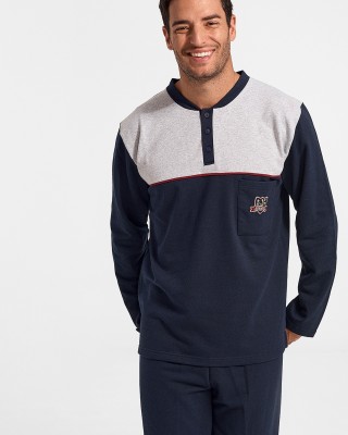 Winter Pajama LION with buttons Dark Blue