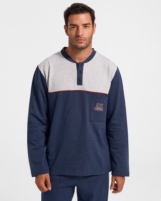 Winter Pajama LION with buttons Blue Raffles