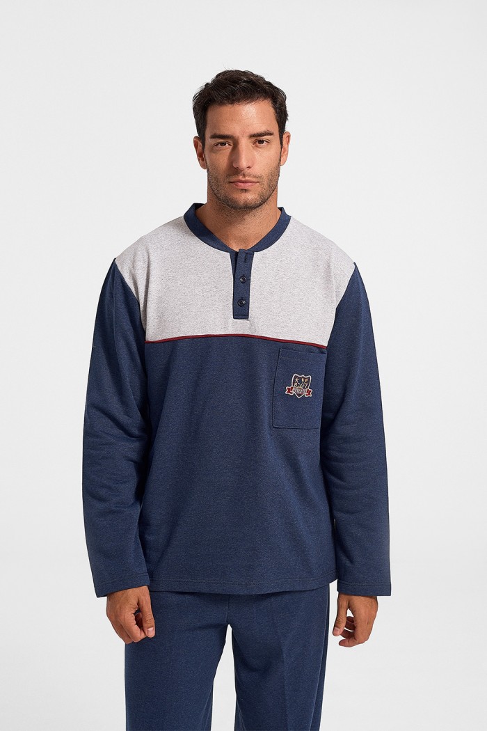 Winter Pajama LION with buttons Blue Raffles