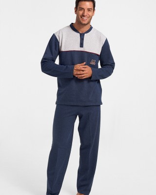 Winter Pajama LION with buttons Blue Raffles