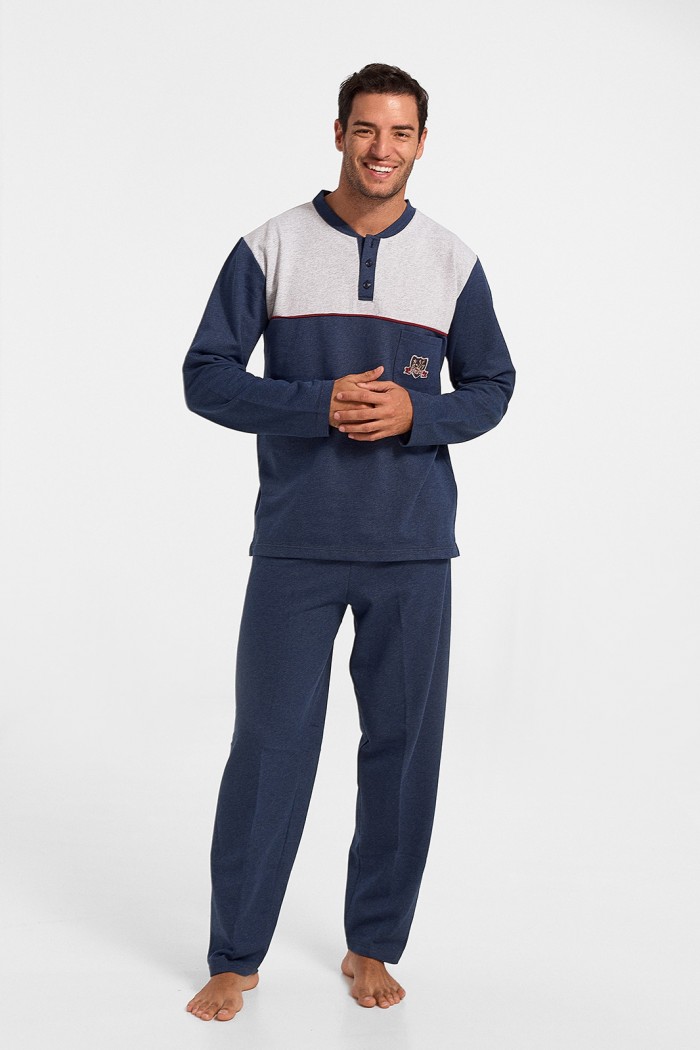 Winter Pajama LION with buttons Blue Raffles