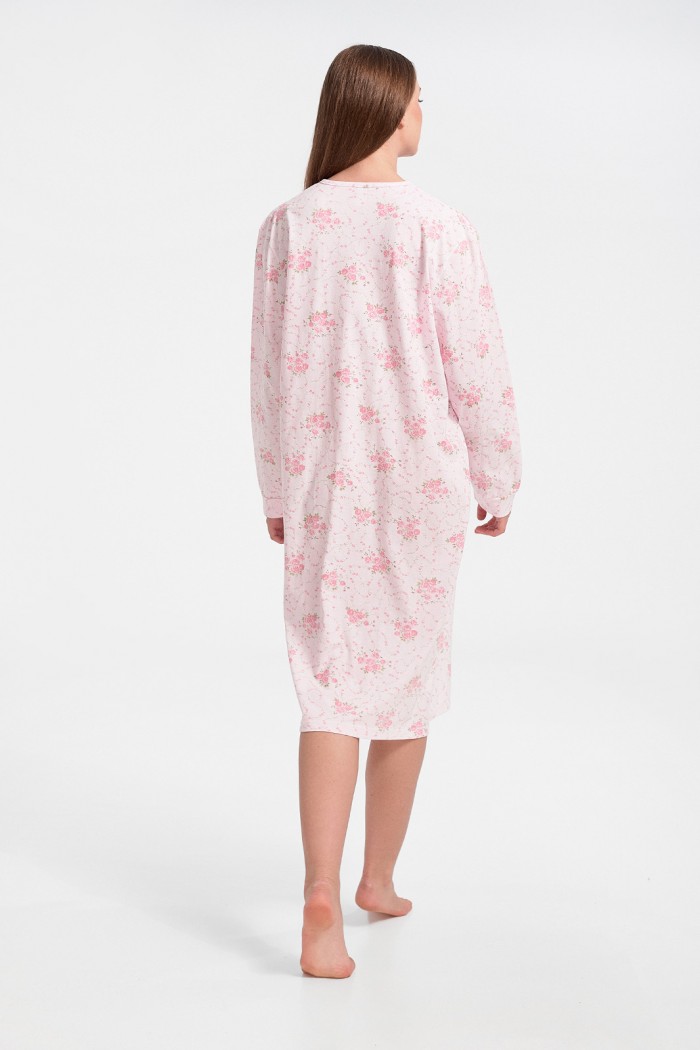 Classic winter nightgown LION Flowers in 4 Shades