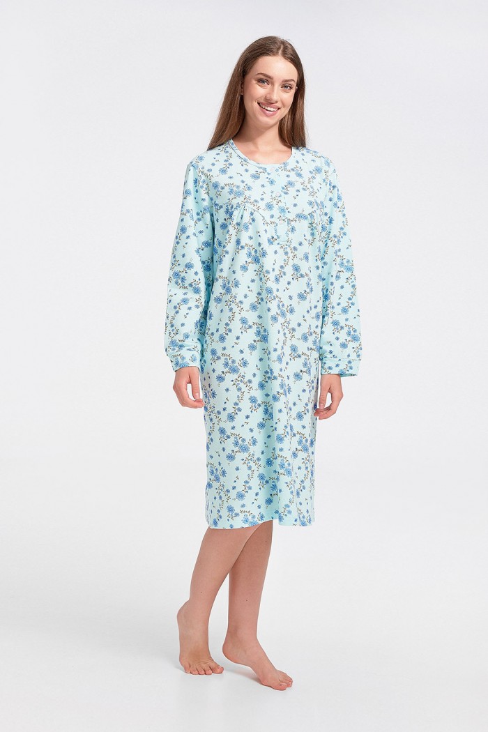 Classic winter nightgown LION Flowers in 4 Shades