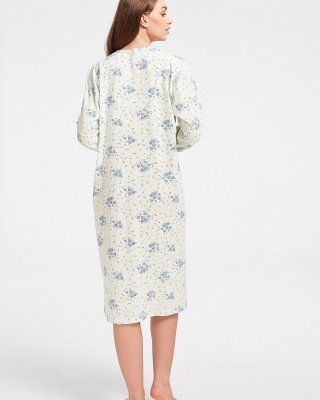 Spring Nightgown ALINA Embroidered Long Sleeve