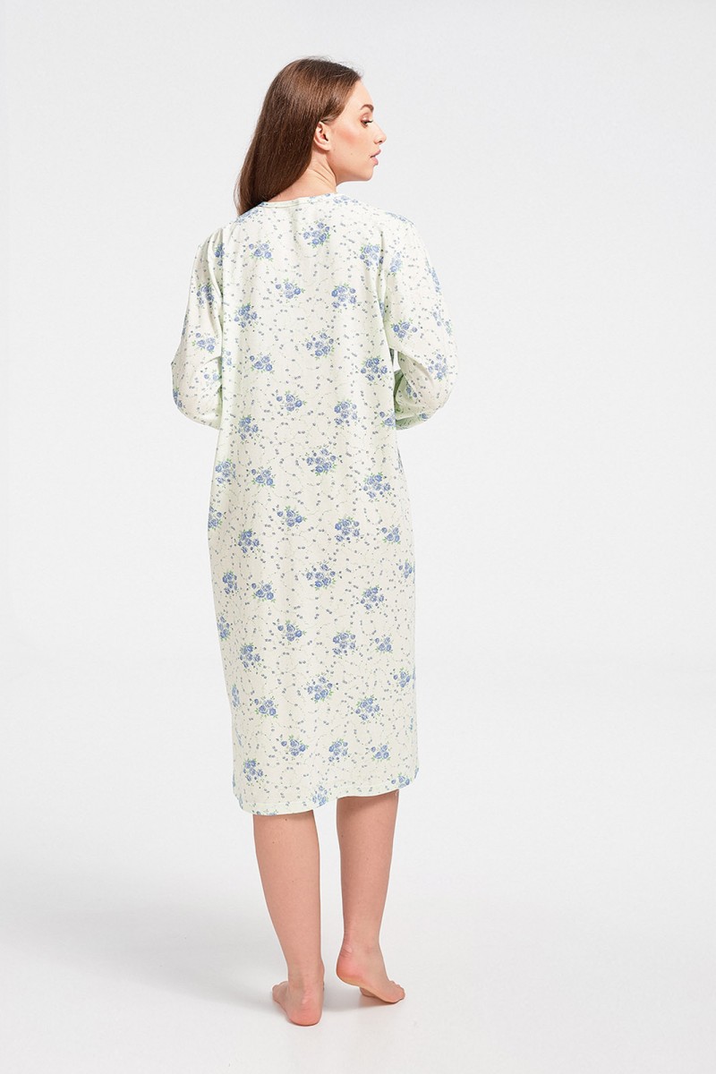 Spring Nightgown ALINA Embroidered Long Sleeve